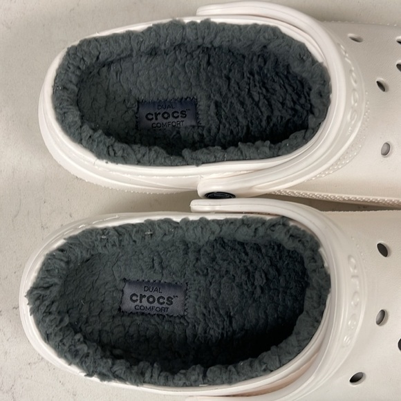 Crocs Classic Lined Clogs NWT White & Grey Unisex Size Women’s 9 - Mens 7 - Picture 13 of 17